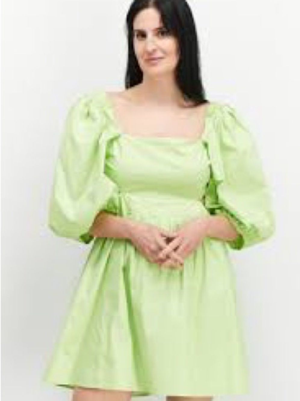HYFVE Open Back Cutout Puff Sleeve Poplin Mini Dress Size S